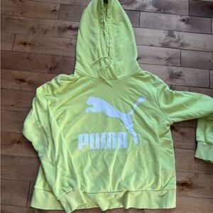 Puma fluorescent Yellow Logo Hoodie oversized XS
